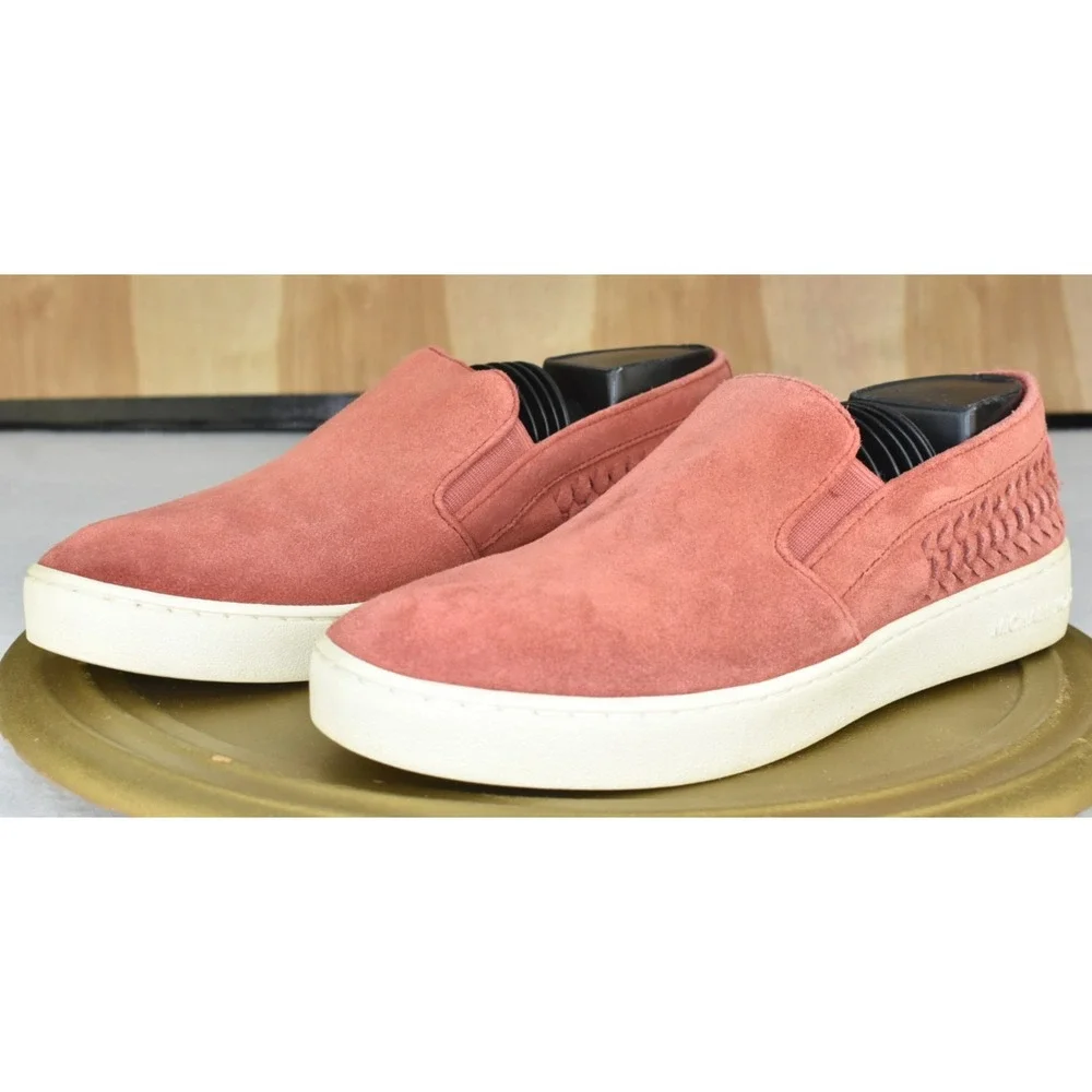 Michael Kors Stevie Women Shoes Size 8.5 Terracotta Suede Slip On Sneaker